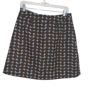 Boden Brown & Blue Polka Dot Wool Blend A-Line Skirt Size 8
